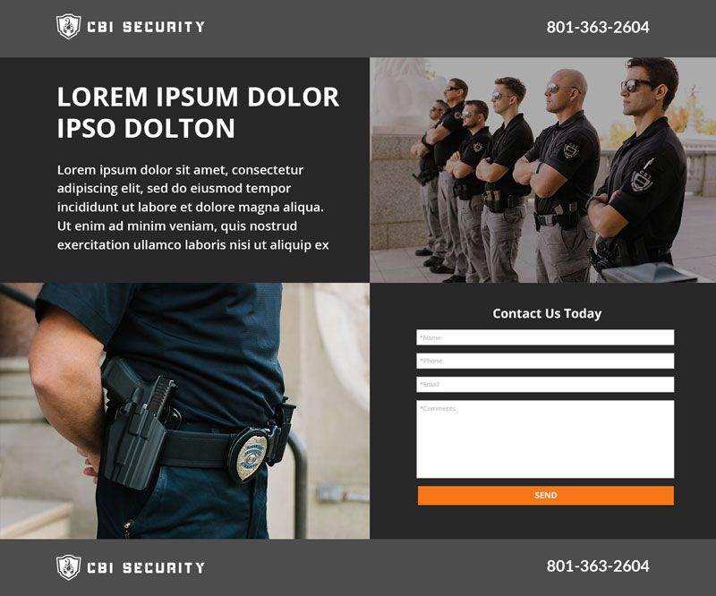 CBI Security landing page design example