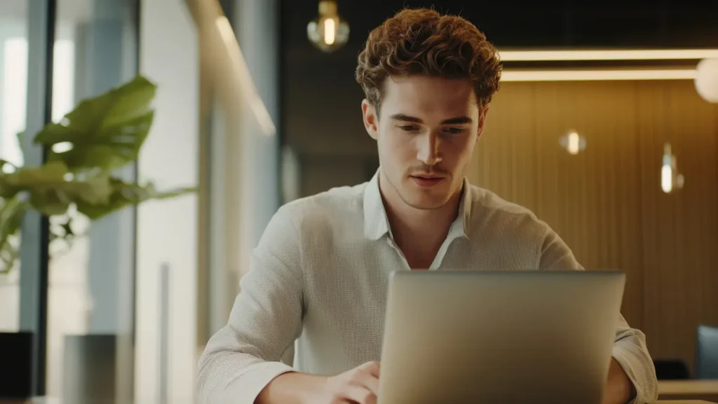 Young professional editing a LinkedIn post for visibility
