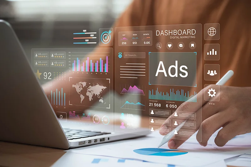 Digital advertising and marketing analytics concept.