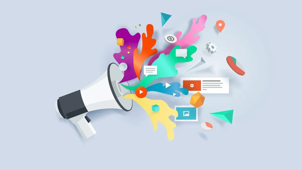 Vector illustration for internet marketing, social media, SEO, advertising, e-commerce, apps.