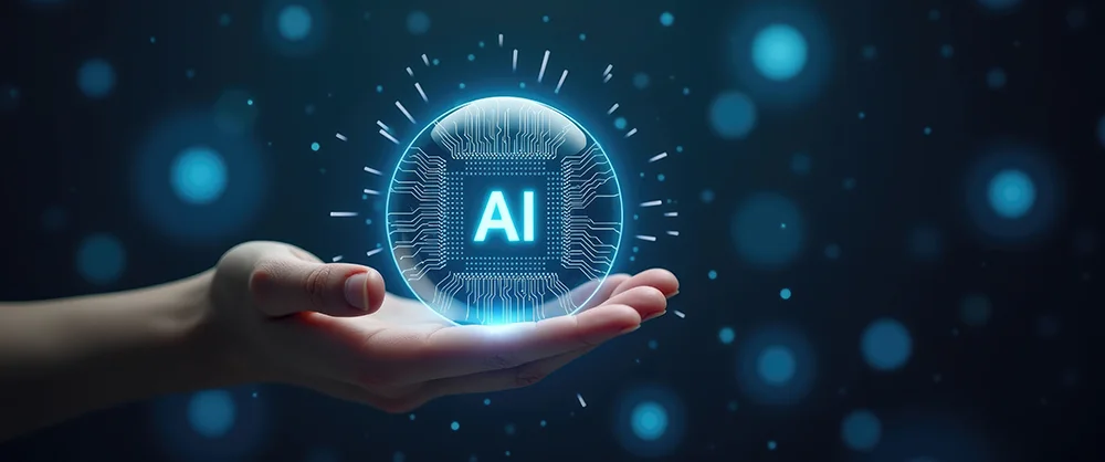 Ai, the concept of artificial intelligence employing analytics, automation, and an autonomous brain