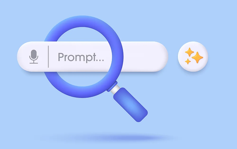 Search engine bar and magnifying glass 3D