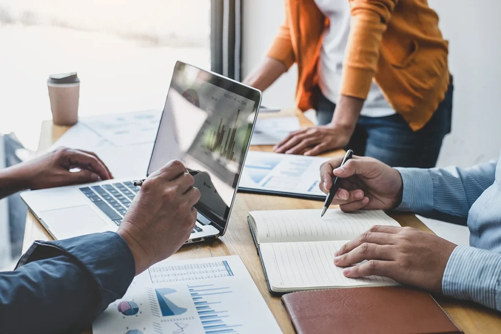 Business team meeting for a marketing business strategy project