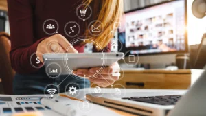 Digital marketing media in virtual screen.