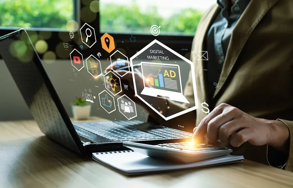 Digital online marketing commerce sale concept